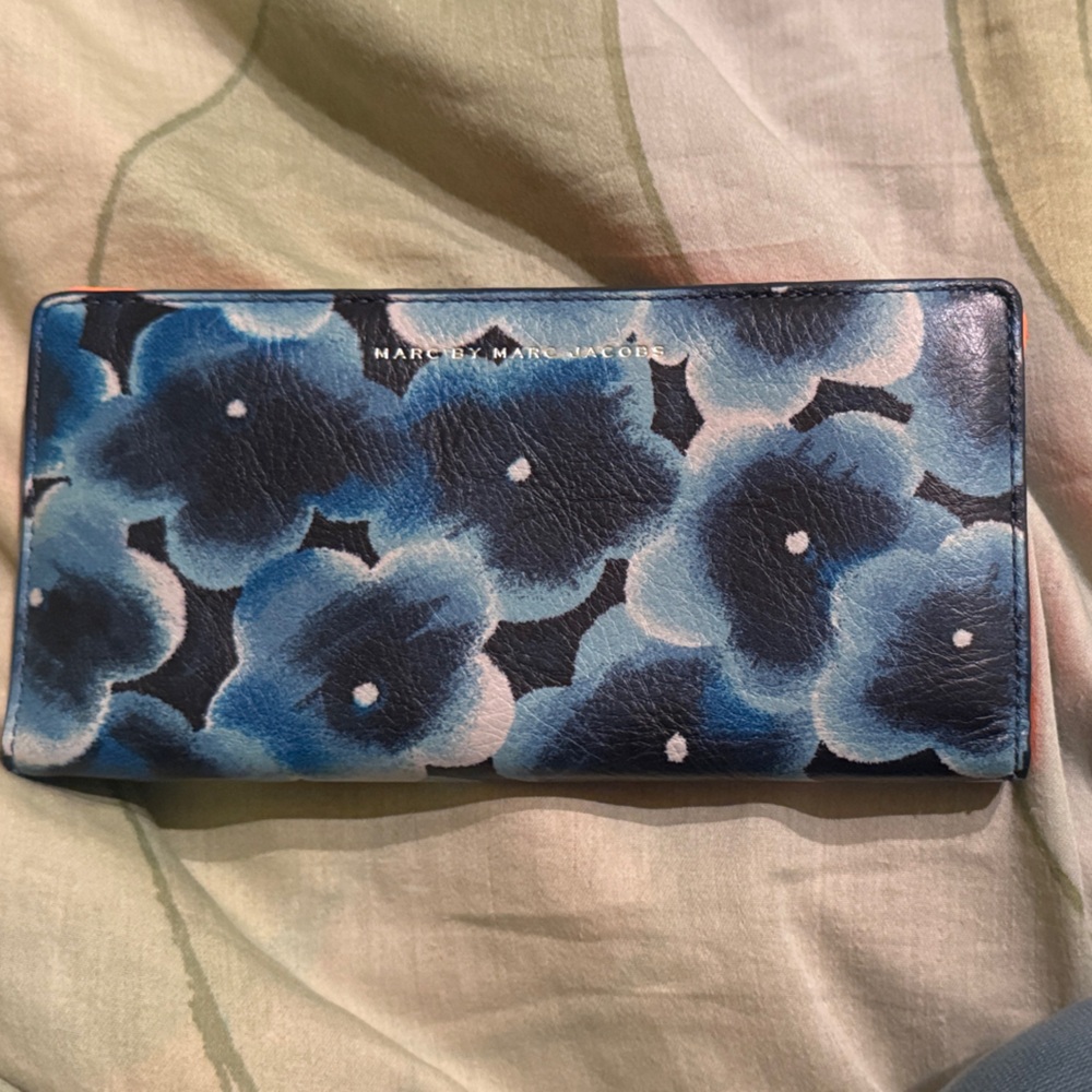 Floral Blue Leather Wallet
